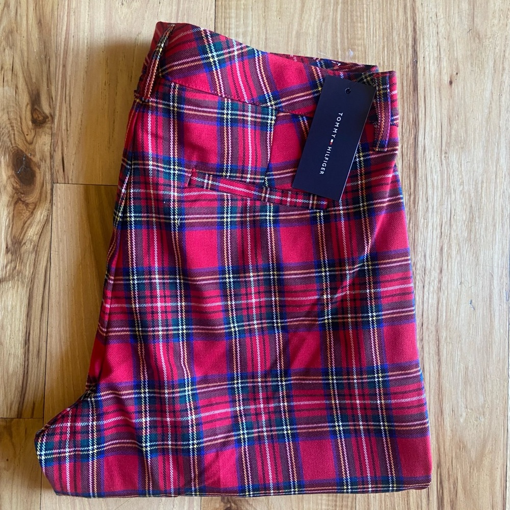 Tommy Hilfiger Women's Red Plaid Pants - Picture 7 of 10